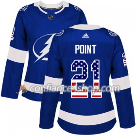 Adidas Maillot de Hockey Tampa Bay Lightning Brayden Point 21 2017-2018 Bleu USA Flag Fashion Authentic - Femme